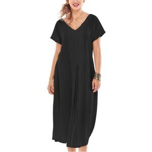 Oh My Gauze! Size 2 Natalie Black Short Sleeve Midi Dress Graphite